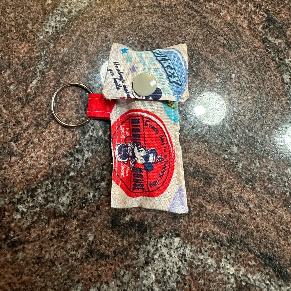 Handmade lip balm holder keychain- Mickey and friends